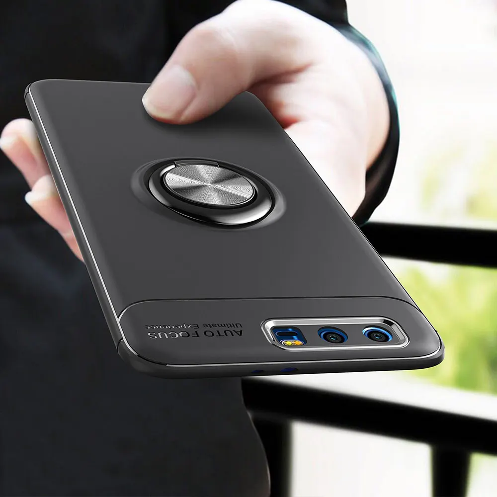

YOYODEER for Huawei Honor 9 Case Metal Finger Ring Magnetic Car Holder Soft Silicone Back Cover for Huawei Honor 9 Phone Cases