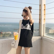 Women T-shirt Harajuku Summer Women T-shirts Loose T Shirt Creative Graffiti Print Sleeveless T-Shirt Top Blusas