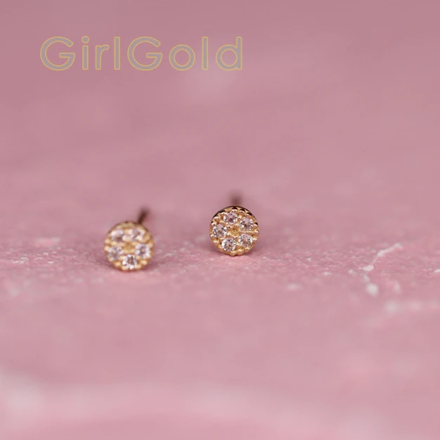 

9K Solid Gold peas Dainty Stud Earrings Jewelry Minimal Style bridal shower bridesmaid Victorian Vintage retro
