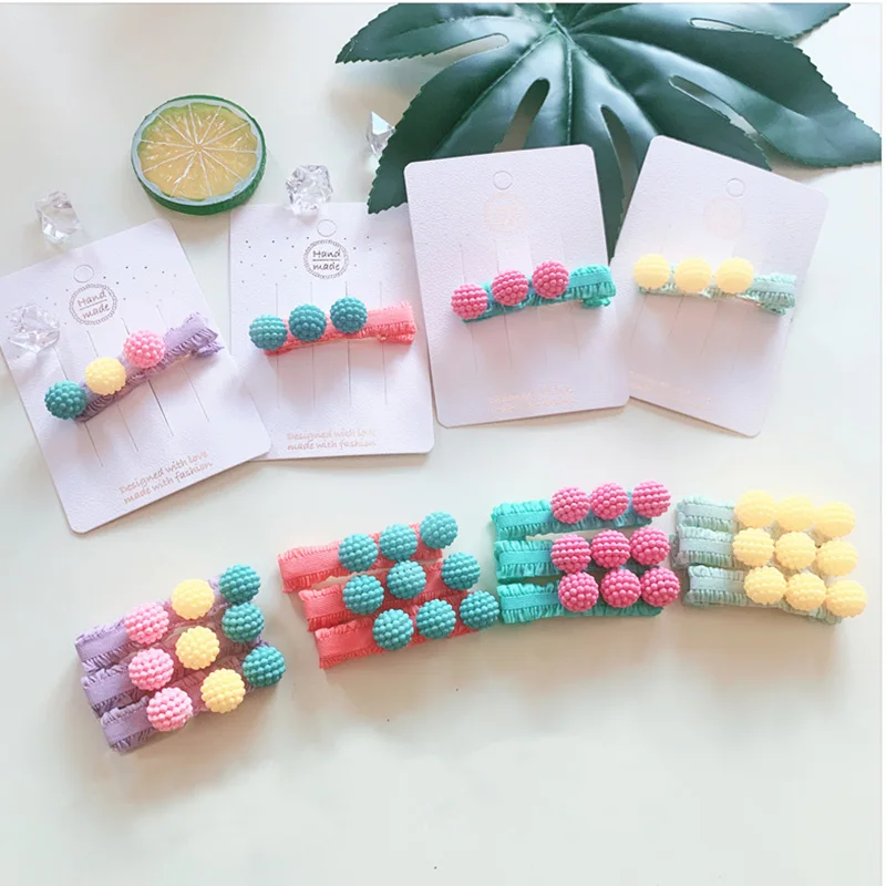 

10pcs/lot Sweet Candy Ball Hair Clips for Girls Fluorescent Color Kids Side Hair Pin Cute Princess Barrette Headdress