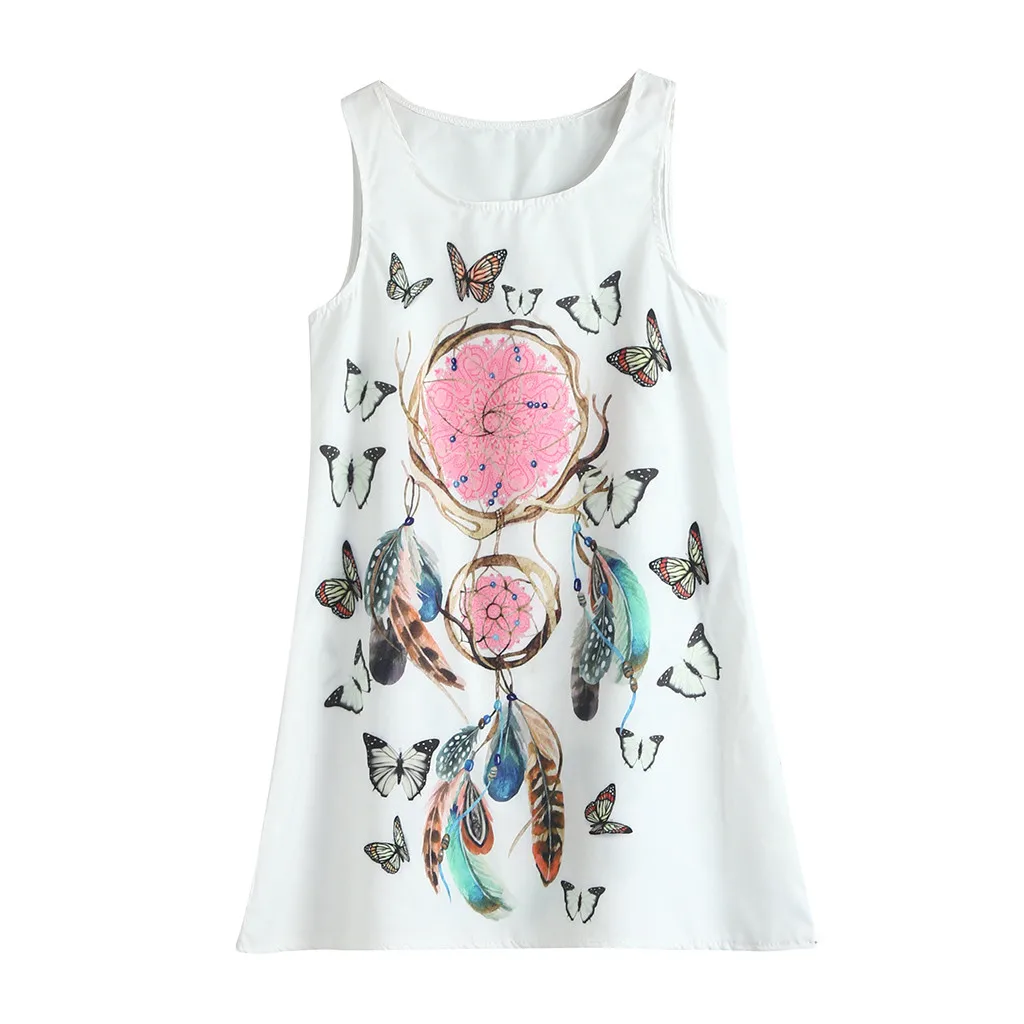 Подростковые платья для детей девочек без рукавов с 3D принтом бабочки