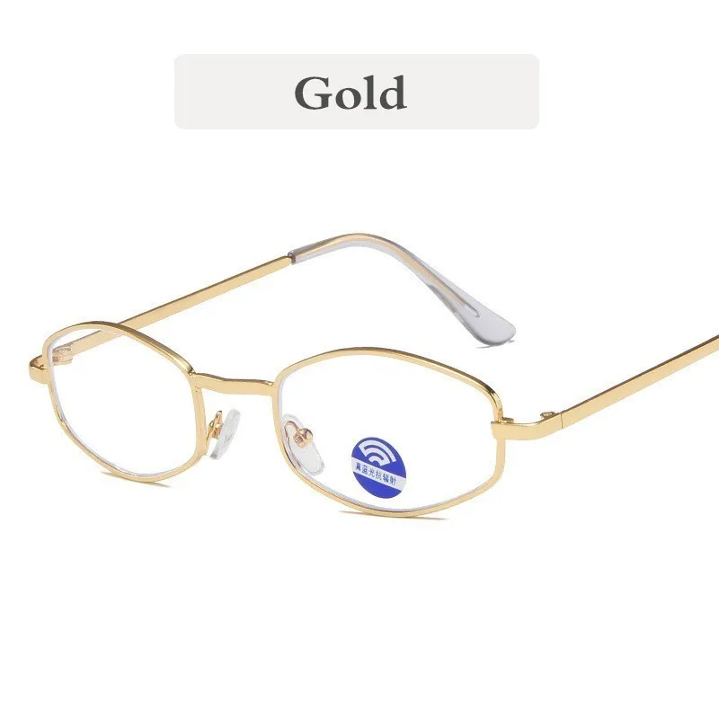 Анти-синие очки, Ретро стиль, металлическая оправа для глаз, мужские очки по рецепту, оправа для очков, оправа для очков, женские очки Oculos - Цвет оправы: Золотой