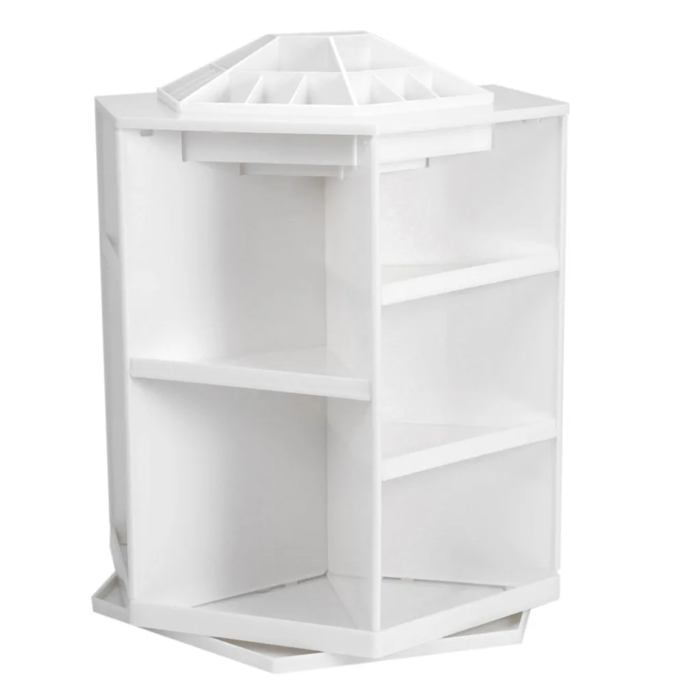 

360 Degree Rotation Rotating Make up Organizer Cosmetic Display Brush Lipstick Storage Stand Pink White Hot