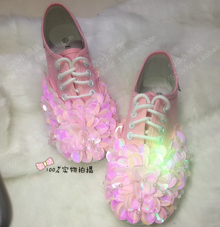 Розовые блестящие женские парусиновые вулканизированные кроссовки для девушек, девушек, студентов, повседневная обувь на плоской подошве с шапочками - Цвет: shoes