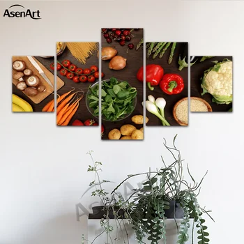 

Wall Art Canvas Painting Romantic Breakfast Coffee Cup 5 Panel Modren Picture Poster For Living Room Home Decorative Unframed