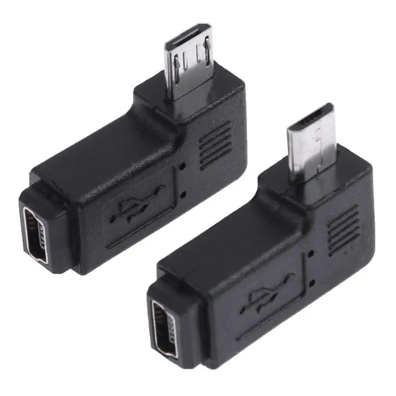 

2Pcs/set Mini USB Female to Micro USB Male Connector 90 Degree Right Left Angle Adapter Charging Converter Adapter
