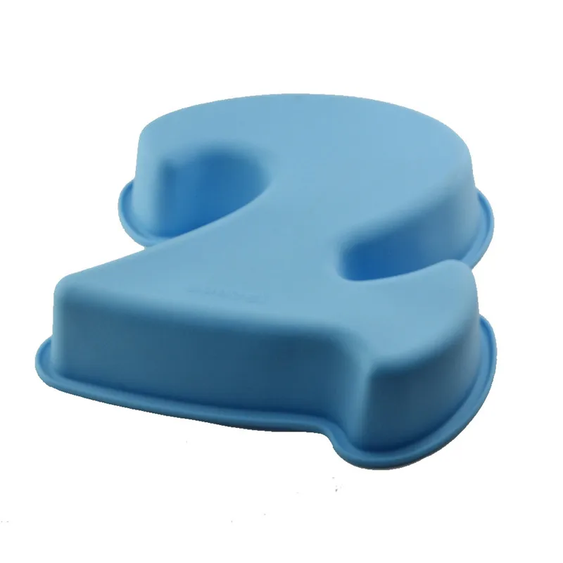 100% Food Grade Large NON-stick Silicone Number 2nd Cake Mould Pan DIY Baking Tin Birthday Anniversary 2nd Cake Molds4