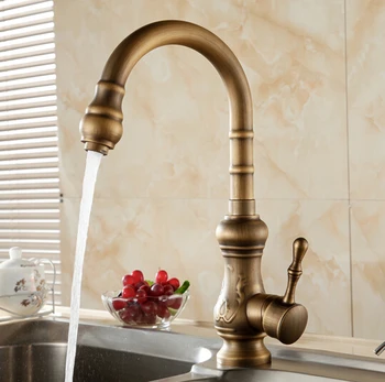 

New Arrival Antique brass kitchen faucet bronze finish,water tap kitchen Swivel Spout Vanity Sink Faucet Mixer Tap Single Handle
