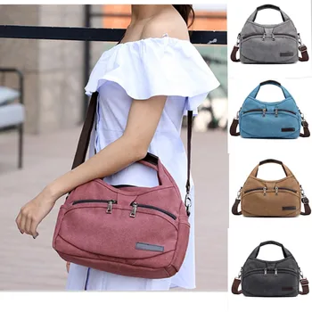 

2019 Brand Canvas women Messenger Bags Casual Shoulder Bag Vintage zipper ladies handbags Small woman briefcase Crossbody Bags