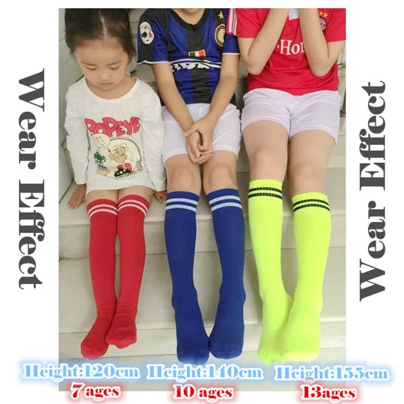 3pcs High Elastic Children Soccer Sport Stockings,Middle School Student knee-length Football Long Socks for 22-35 Yards Boy&Girl