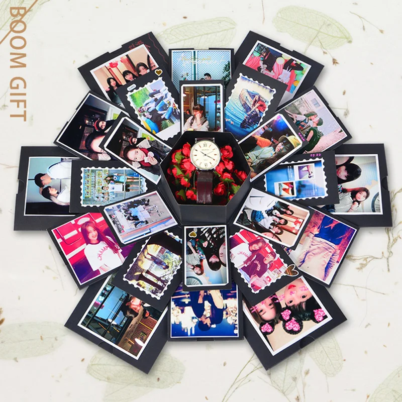 DIY коробка для фотоальбома Explosion Scrapbook уникальный подарок новинка ручной работы инновационный шестигранник фото подарок декоративная коробочка