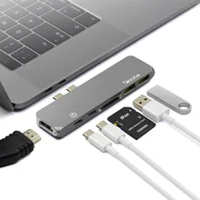 USB-C концентратор к HDMI адаптер Thunderbolt 3 USB C концентратор док-станция с USB 3,0 концентратор PD устройство для чтения карт SD TF для Pro