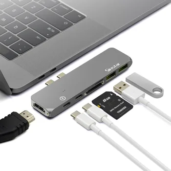 

Original USB-C Hub to HDMI Adapter Thunderbolt 3 USB C Hub Dock with USB 3.0 Hub PD TF SD Card Reader for Pro