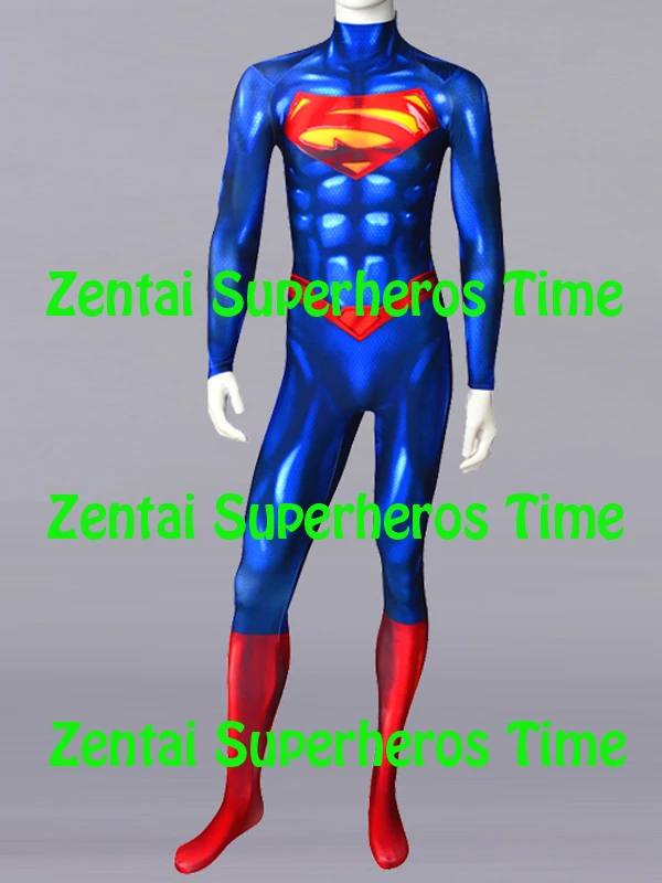 The New 52 Superman Cosplay Costume Zentai Shiny Superhero Custom Made Lycra Spandex 3d Printed Superboy Men Male Boys Bodysuit Aliexpress