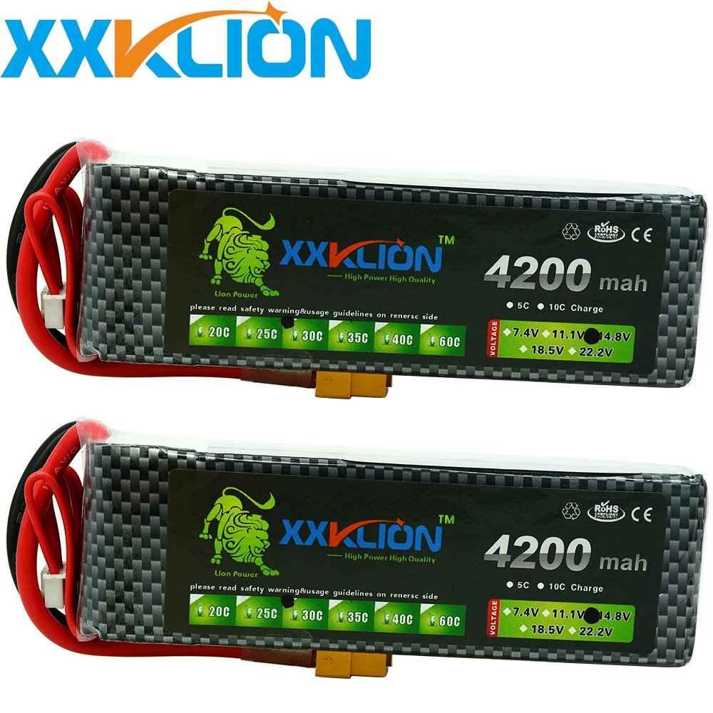 

2pcs 4S 14.8V 4200mah 25C 30C 35C 40C Lipo battery remote control helicopter four axis rc car power supply t xt60 xt90 EC5 plug