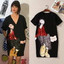 Европейское весеннее летнее Новое модное женское платье Exqusite с вышивкой, расшитое блестками, v-образный вырез, короткий рукав, качественное платье