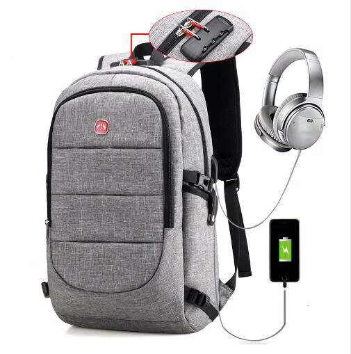 

SOFIE New Oxford Backpack Large Capacity Laptop Backpacks Shoulder Bag with Security Coded Lock USB Cable and Charging Port Male