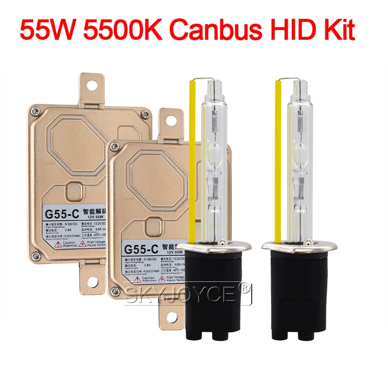 55W Xenon H1 H3 H7 H11 9005 9006 9012 D2H Canbus HID Kit Car Light EMC No Error Canbus HID Ballast 55W 5500K Auto Headlamp Bulb