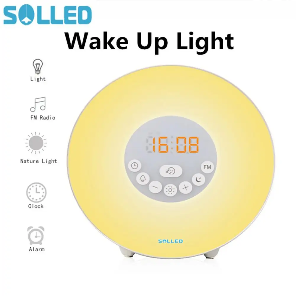 

SOLLED Wake Up Light Alarm Clock with Sunrise/Sunset Simulator Dimmable Brightness and Colorful Bedside Lamp Atmosphere Lamp