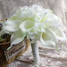 Черный Калла Лилия свадебный букет, белого и желтого цвета аксессуары Романтический Искусственный Свадебный букет de mariage Ramos de Novia