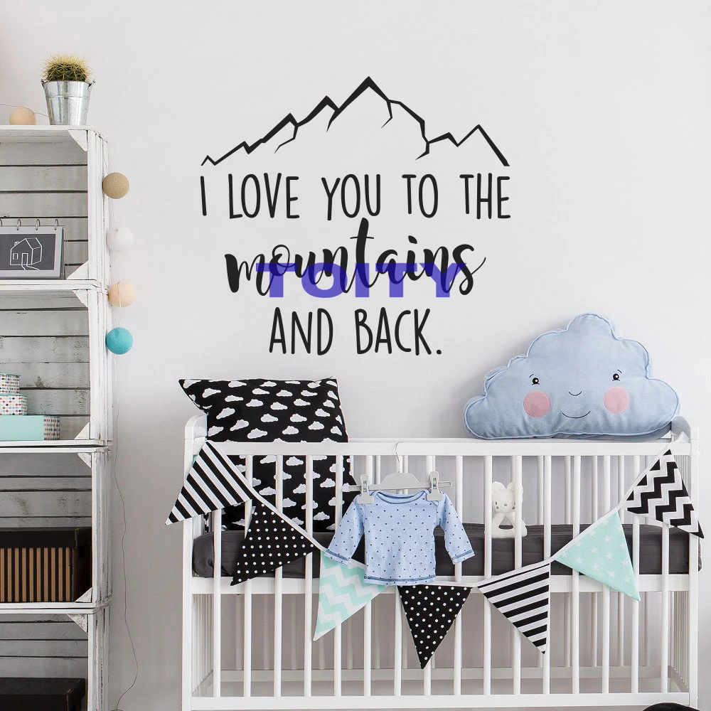 I Love You Mountain Pattern Baby Nursery Bedroom Art Vinyl Wall