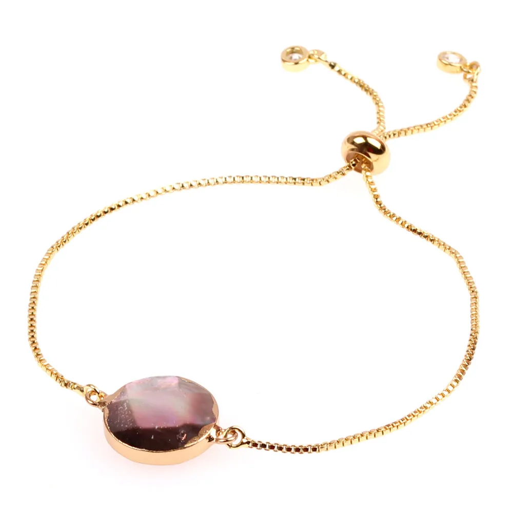 Мода Медь скользящий браслет Для женщин круглый сердце разноцветная ракушка браслеты с подвесками женские Pulsera подарок оптовые ювелирные