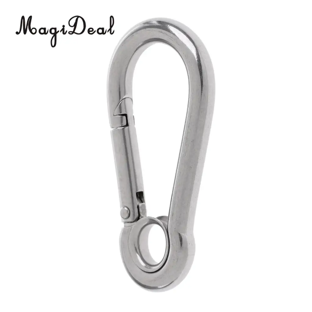 Durable Stainless Steel Climbing Spring Carabiner Clip Hook with Eye for Climbing/ Hiking/ Camping/ Outdoor