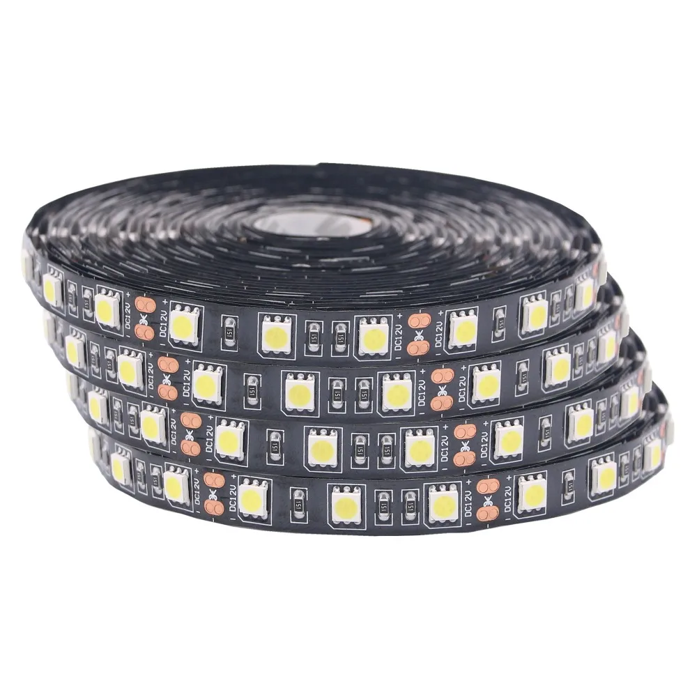 Black 5M Dimmable 5050 rgb led Strip DC12V 60LEDs/m LED Light Strip