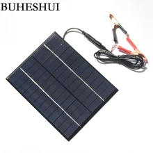 BUHESHUI 5.2W 12V Solar Cell Polycrystalline Solar Panel+DC 5521 Crocodile Clip For Charging Battery System Education165*210MM