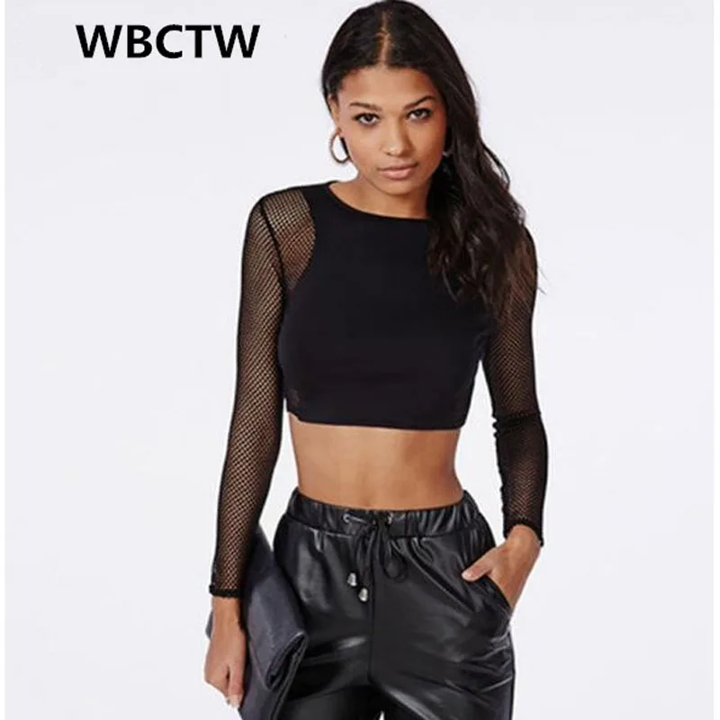 2017 t shirts women summer New Design crop Black color Long