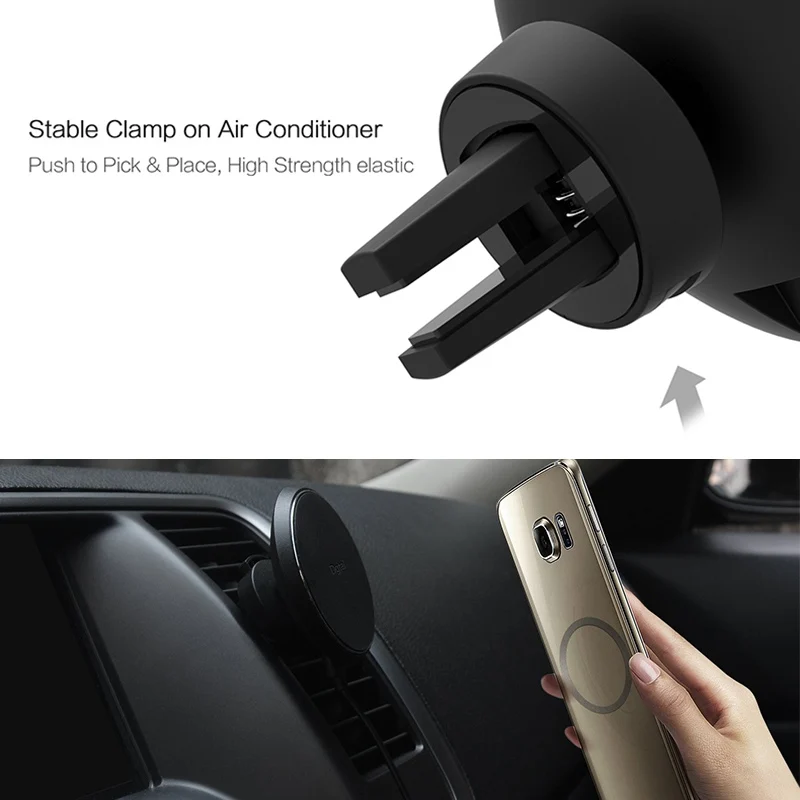 Magnetic QI Wireless Car Charger Mount Flexible Rotation Magnetic Air Vent Magnet Car Charge Holder Stand for Samsung Galaxy