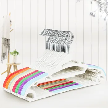 

10Pcs/lot Multifunctional Hangers Home Clothes Store Wet-and-dry Anti-skidding Plastic with Metal Strong Bearing Capacity Hanger