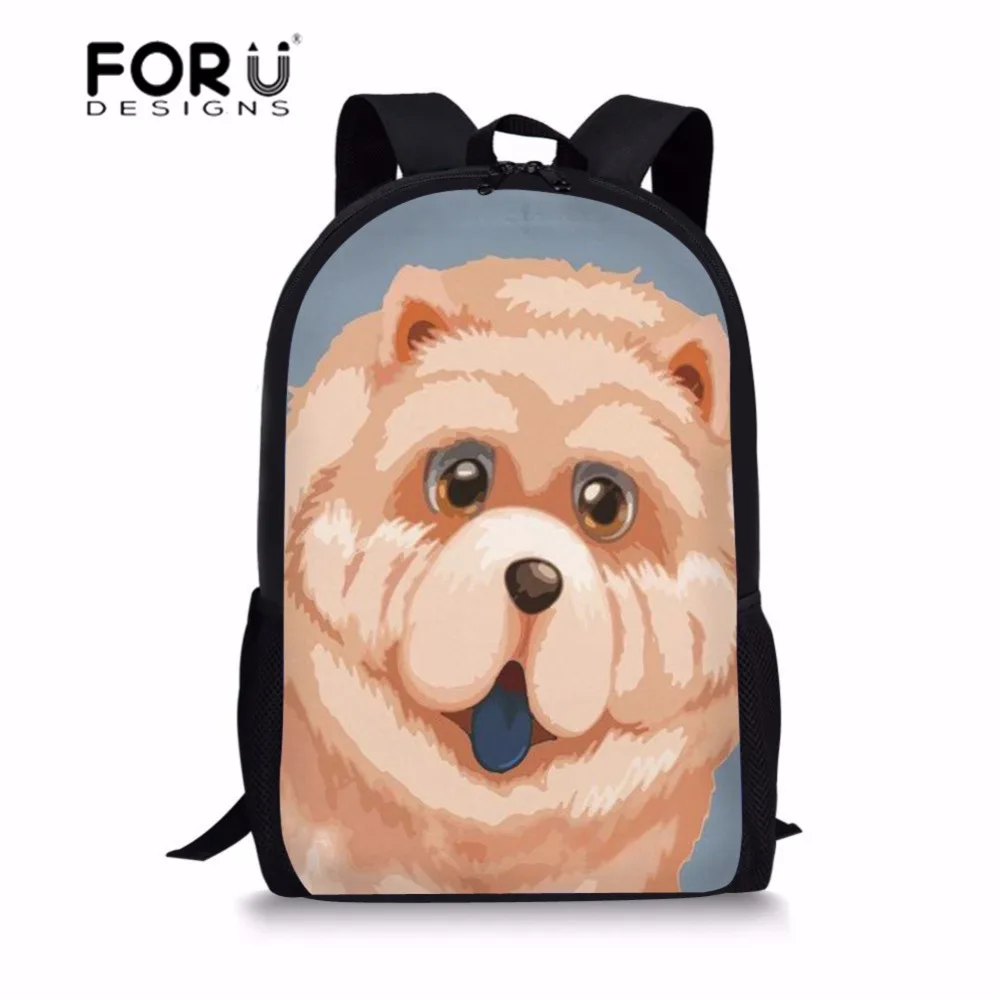 

FORUDESIGNS School Backpack for Girls Chow Printed Children School Bags Backpacks Infant Satchel 16 Inch Kids Bag for Students