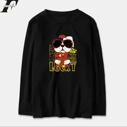 Luckyfridayf 2018 Lucky Dog смешные аниме футболка с длинным рукавом Для мужчин/Для женщин хлопок Повседневное милый печать уличная футболка Футболки