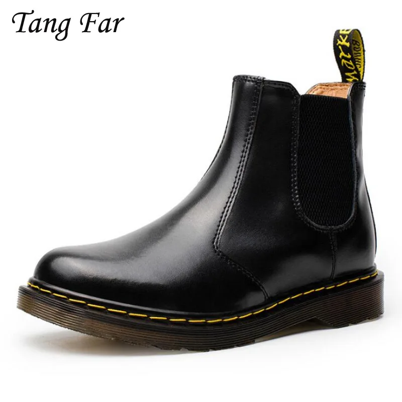 

Winter Autumn Men Chelsea Boots Genuine Leather Handmade Men's Winter Fur Snow Boots High Botas Hombre