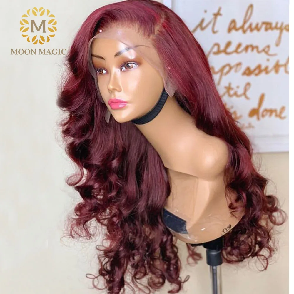 

Burgundy Lace Front Wig Red Human Hair Wigs With Baby Hair 99J Lace Front Wig Bleached Knots Wig For Black Women