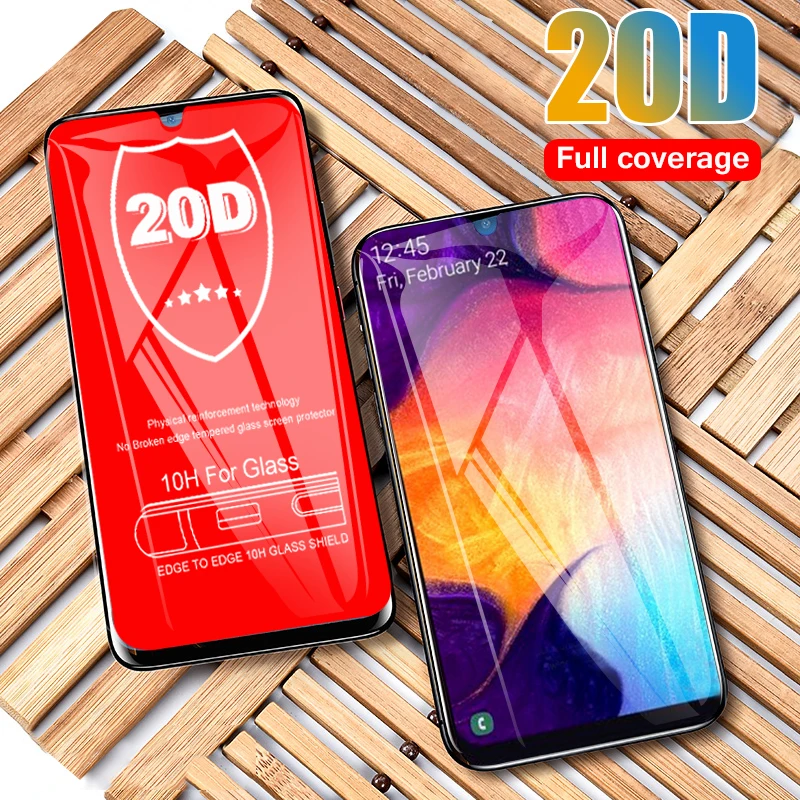 

20D Curved Protective Glass On The For Samsung Galaxy A10 A30 A50 A8 A7 2018 M10 M20 M30 Tempered Glass Screen Protector Film