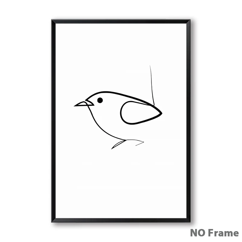 Prosta Linia Rysunek Konia Ptak Przez Linii Wall Art Obraz