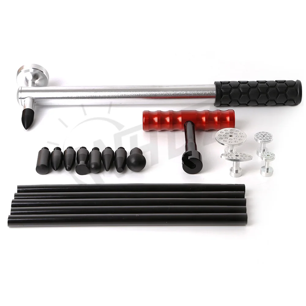 

WHDZ Aluminum Dent Hail Hammer Tap Down With Screw-on Plastic Tip T-Bar Hand Puller Glue Pulling For Car Paintless Dent Repair