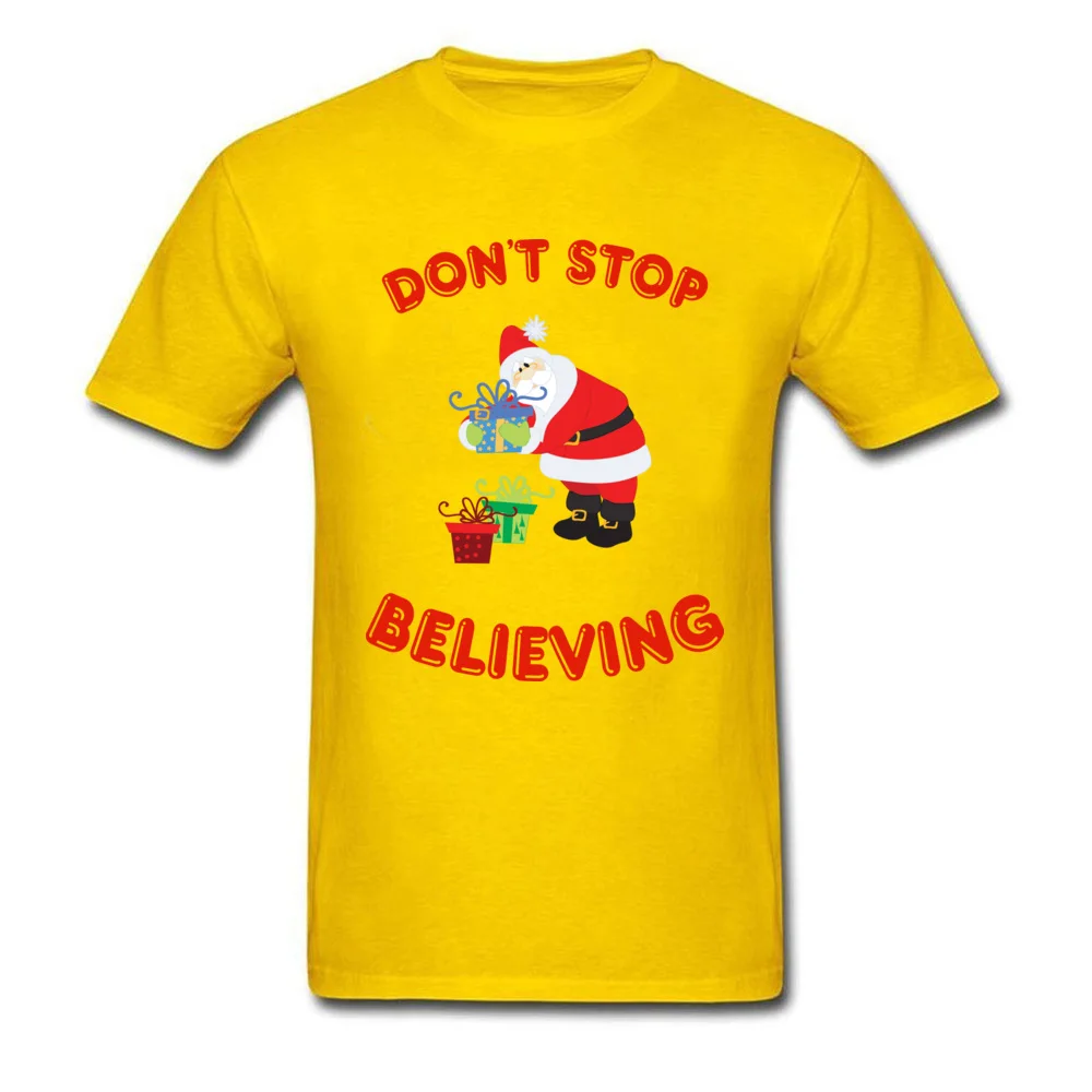 Newest Male Tshirts Dont Stop Believing Normal Tops Tees 100% Cotton Short Sleeve cosie Tee-Shirt O Neck Wholesale Dont Stop Believing yellow