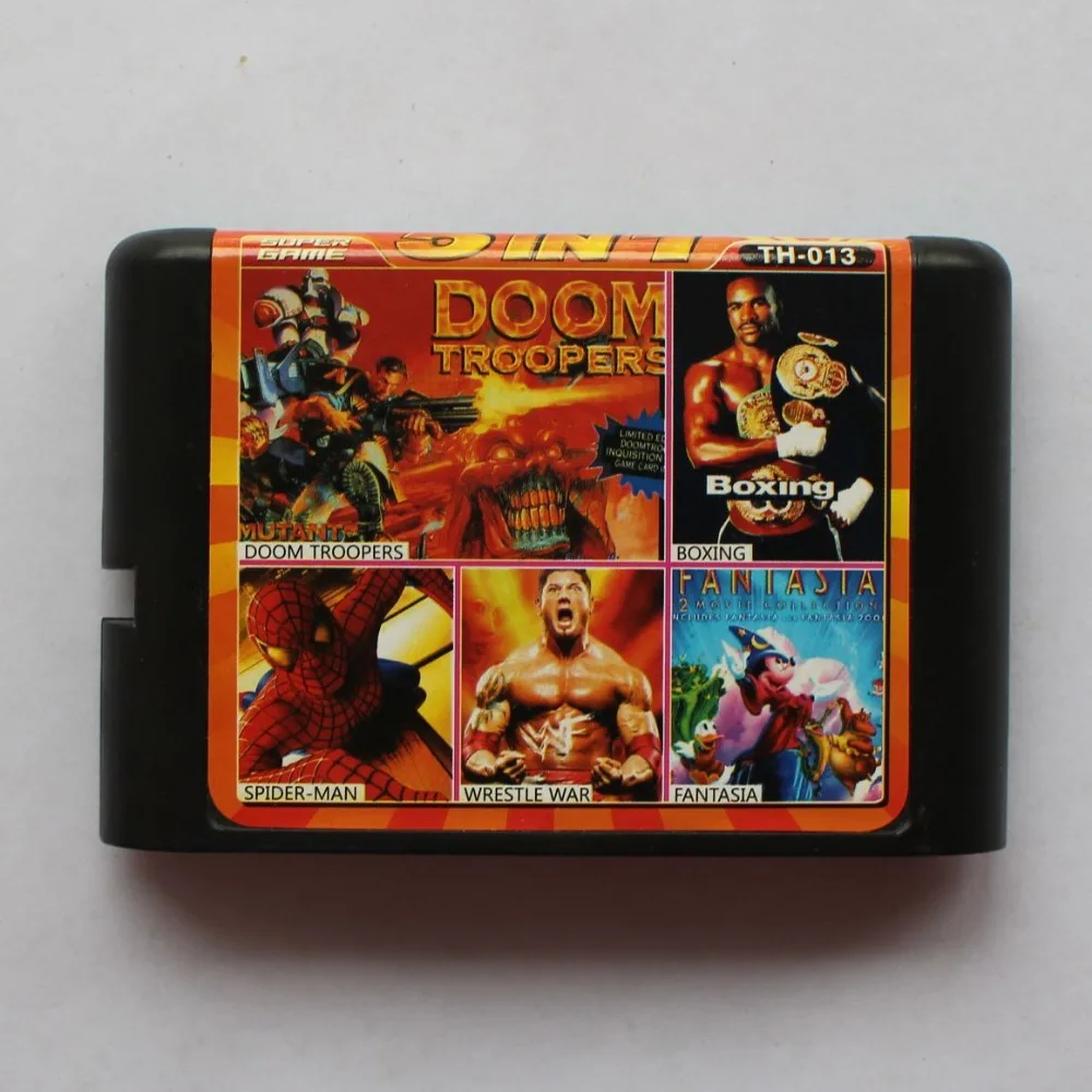 5 в 1 Doom Troopers+ бокс+ Человек-паук+ война+ фантазия 16 бит sega MD игровая карта для sega Mega Drive для Genesis