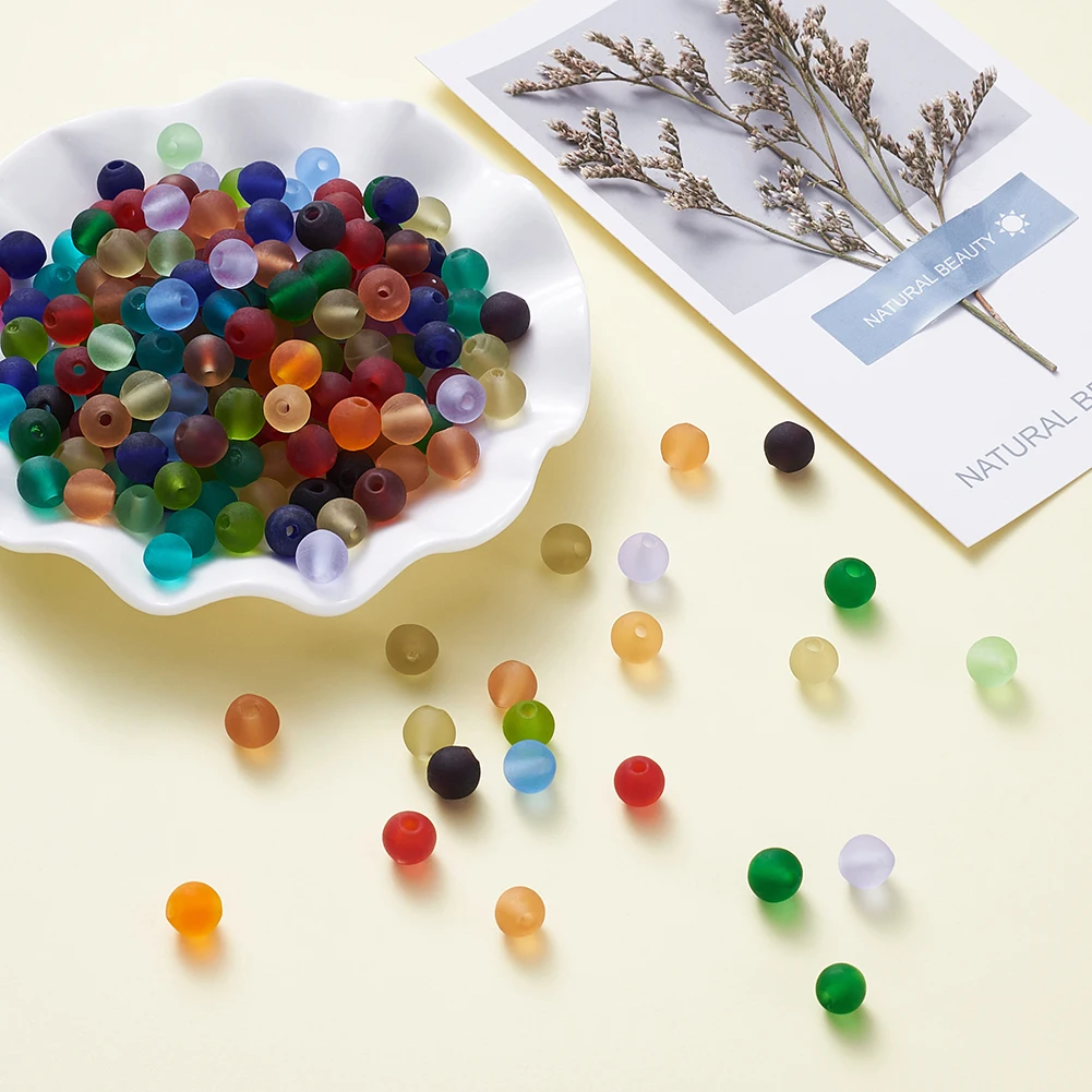 

Mixed Color Round Handmade Frosted Lampwork Beads 8mm 10mm for Jewelry Making DIY Hole: 2mm,200pcs /lot
