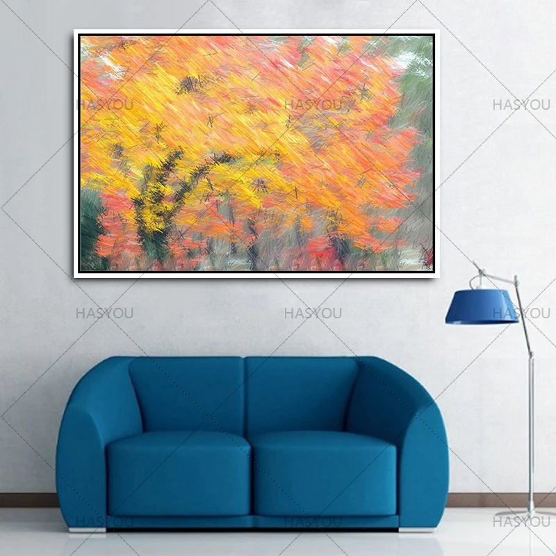 

100%Handmade Modern Autumn Park Street Oil Painting On Canvas Art Pictures For Room Decor Wall Paintings No Frame