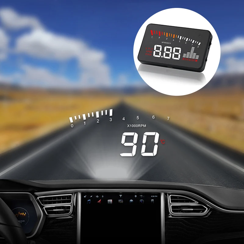 

Car HUD Head Up Display Vehicle OBD2 Car Speedometer Windshield Projector Driving Speed Alarm Voltage MPH KM/H Display