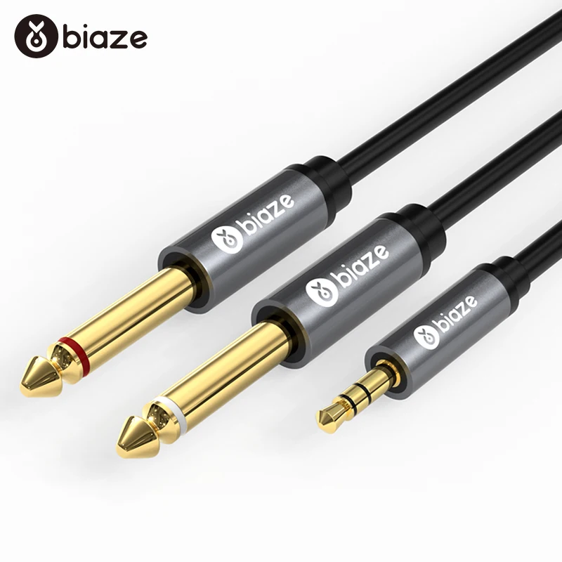 Biaze HIFI Разъем 3 5 мм до 6 35 адаптер аудио кабель для миксера усилитель динамик
