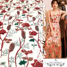 FFLACELL 1 ярд вышивка ткань Африканская Кружевная Сетка сеточка ткань шитье для свадебного платья одежда цветок ширина ткани 130 см