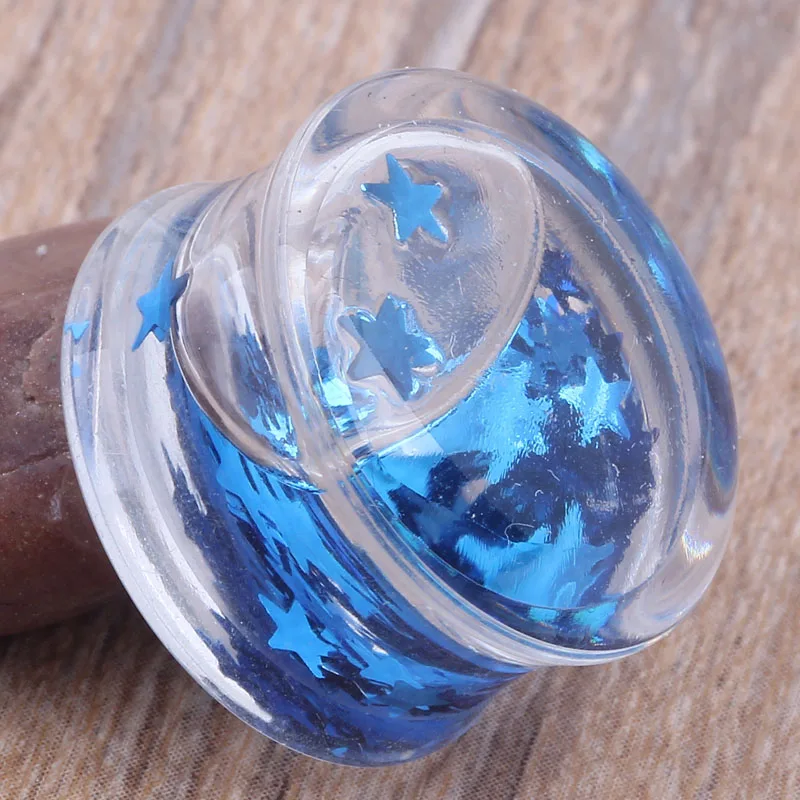 

Blue Star Liquid Saddle Acrylic Piercing Body Jewelry Mix 6-16mm 60pcs/lot Ear Expander Gauge Stretcher Plug And Tunnel