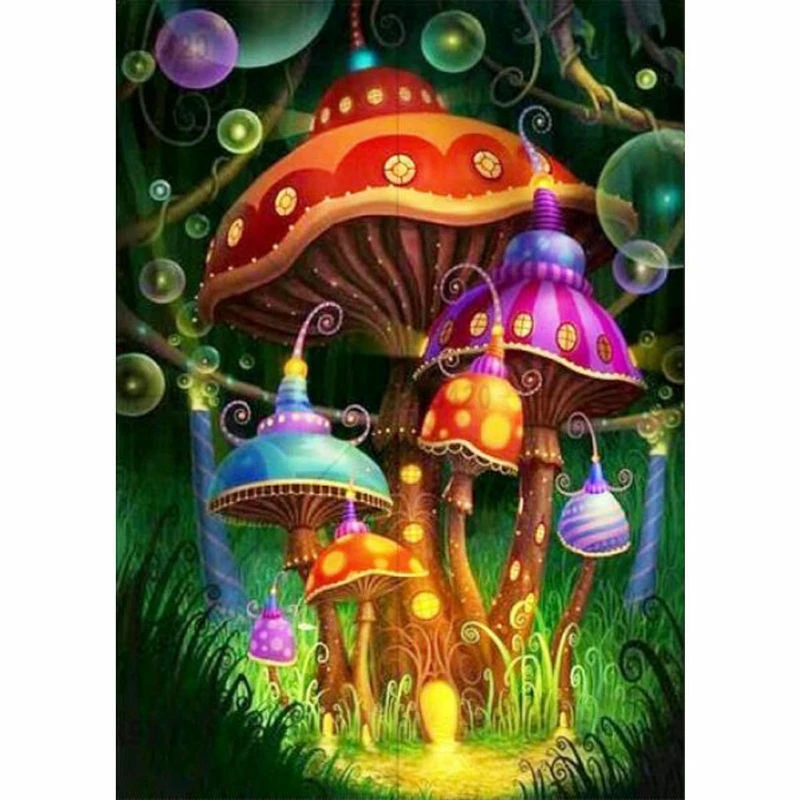

HOT-Diy Full Drill 5D Diamond Painting Mushroom Embroidery Crafts Stitch Home Decor