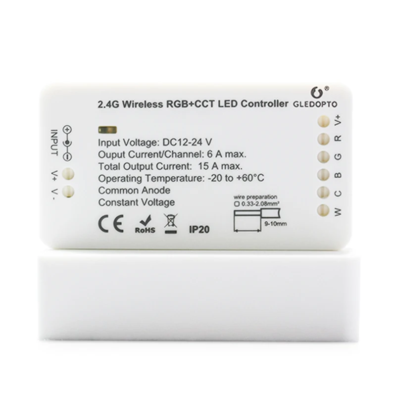 GLEDOPTO zigbeeZLL link smart LED Strip Set Kit rgbcct ZIGBEE controller for dc24vRGB+CCT waterproof strip light work with alexa