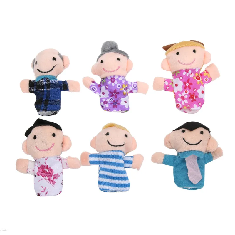 6Pcs Family Finger Puppets Cloth Doll Baby Educational Toy Finger Plush